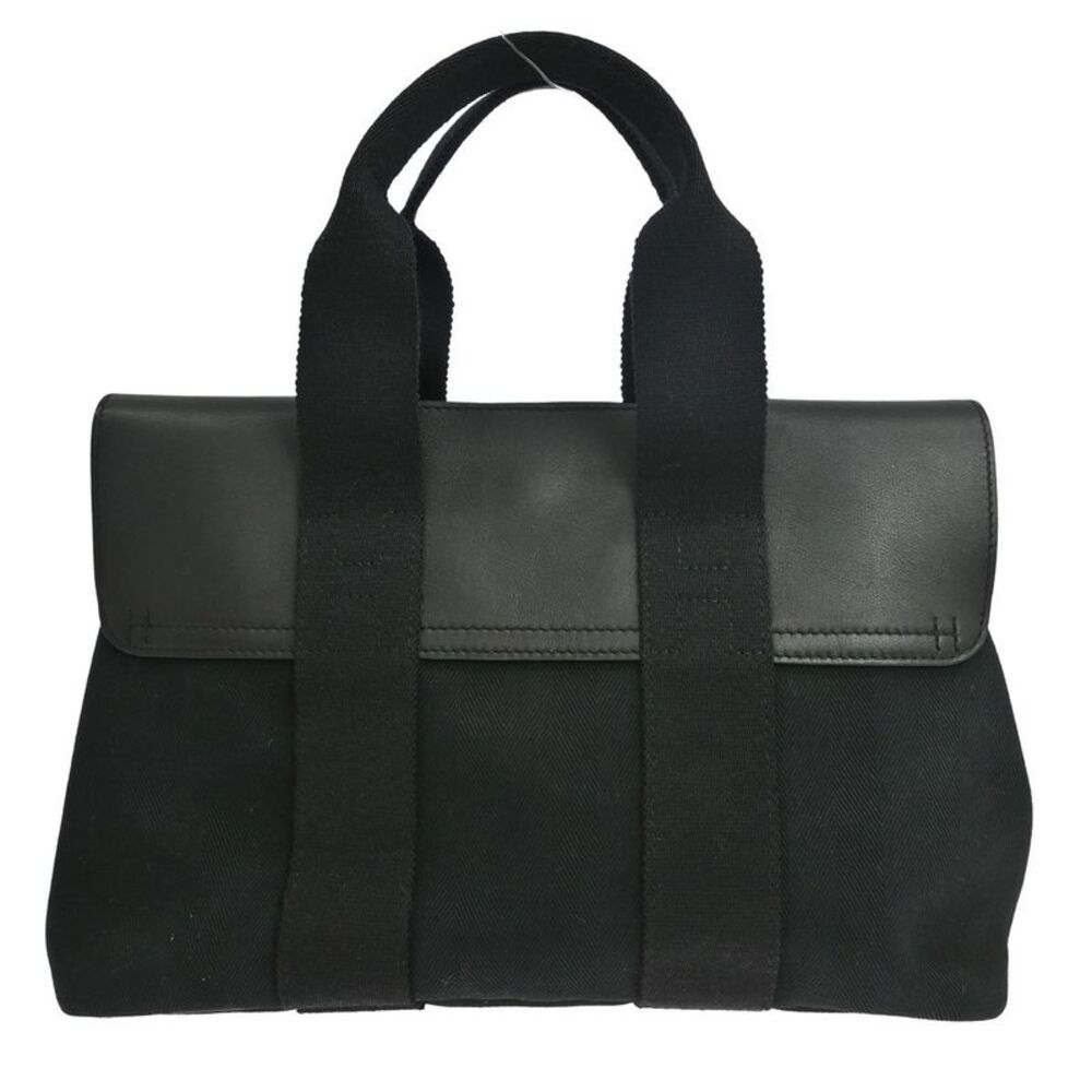 Hermes Valparaiso Toile And Leather Black Canvas Handbag